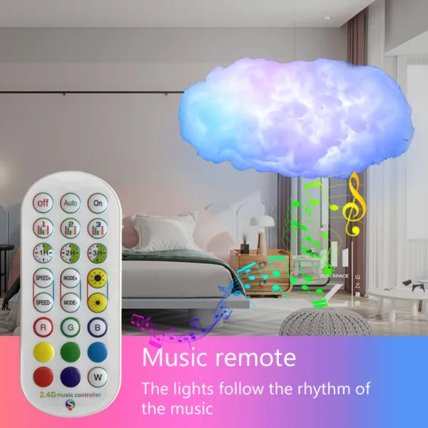 USB Cloud Light APP Control Music Synchronization 3D RGBIC Ambient Light Lightning Simulation Clouds Bedroom Room Light - Image 3