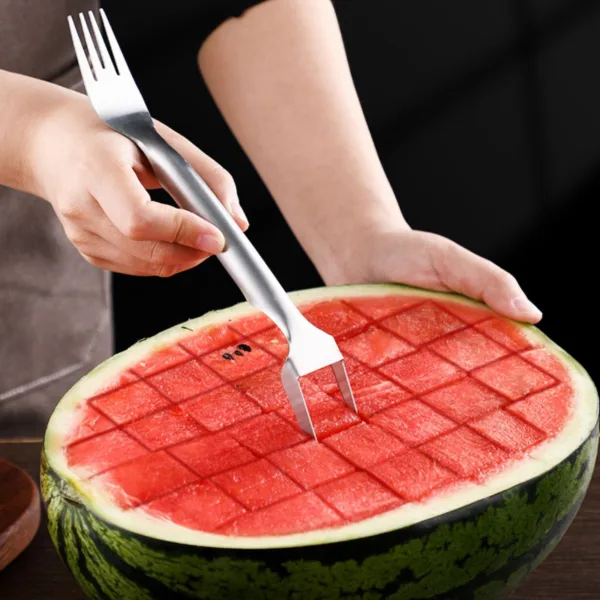 2 In 1 Watermelon Fork Slicer Multi-purpose Stainless Steel Watermelon Slicer Cutter Kitchen Fruit Cutting Fork Fruit Divider Kitchen Gadgets - Image 4