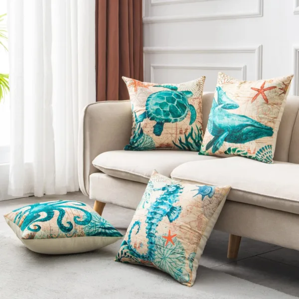 Cushion Covers Sea Turtle Printed Throw Pillow Cases For Home Decor Sofa Chair Seat - Image 4