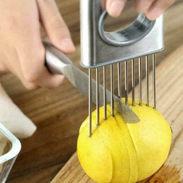 Onion Holder Slicer Vegetable tools Tomato Cutter Stainless Steel Kitchen Gadget - Image 3