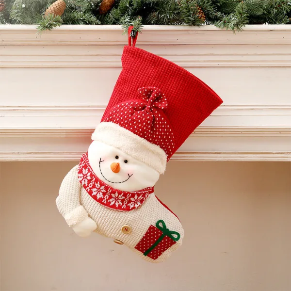 Large Red White Knitted Christmas Stocking Santa Claus Fireplace Decor Socks Xmas Gift Bags Candy Holder Decor For Home - Image 11