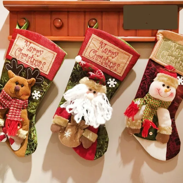 Christmas Stocking Socks Snowman Santa Elk Xmas Fireplace Xmas Tree Ornaments New Year Candy Bag Gift Christmas Decor - Image 5