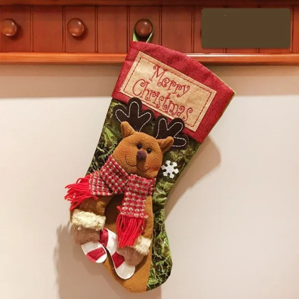 Christmas Stocking Socks Snowman Santa Elk Xmas Fireplace Xmas Tree Ornaments New Year Candy Bag Gift Christmas Decor - Image 7