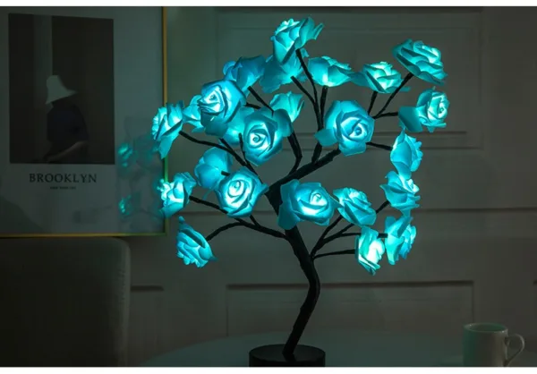 Rose Flower Lamp USB Battery Operated LED Table Lamp Bonsai Tree Night Lights Garland Bedroom Decoration Lights Home Decor - Image 20