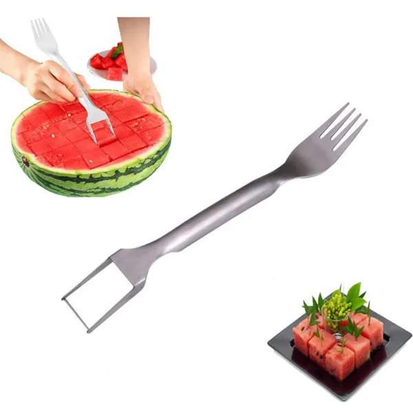 2 In 1 Watermelon Fork Slicer Multi-purpose Stainless Steel Watermelon Slicer Cutter Kitchen Fruit Cutting Fork Fruit Divider Kitchen Gadgets - Image 3