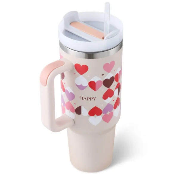 40 Oz Tumbler With Handle Straw Insulated, Stainless Steel Spill Proof Vacuum Coffee Cup Tumbler With Lid Tapered Mug Gifts For Valentine Lover Suitable For Car Gym Office Travel - Image 8