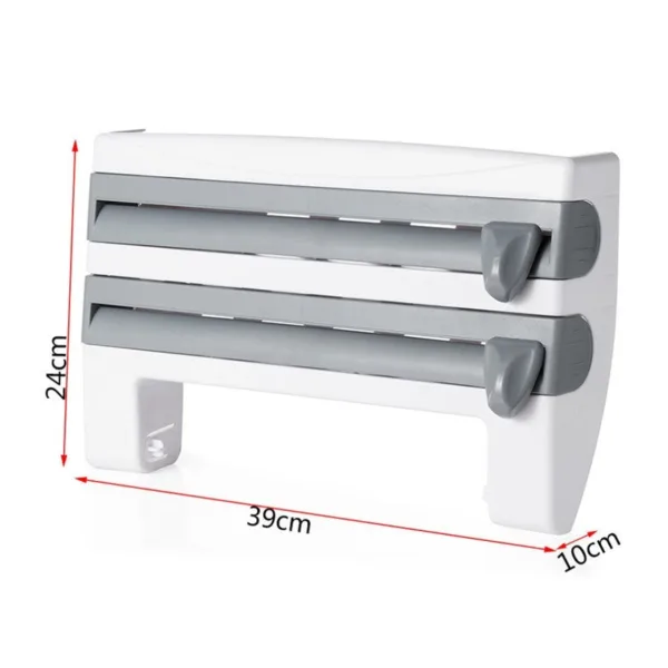 4-In-1 Kitchen Roll Holder Dispenser Kitchen Foil Film Wrap Tissue Paper 4 IN 1 Kitchen Roll Holder Dispenser - Image 4