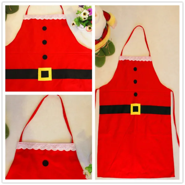 Red Merry Christmas Apron Christmas Apron For Women Girls Cake Kitchen Cook Apron For Mother's New Year Gift Unisex - Image 4