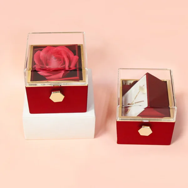 Rotating Soap Flower Rose Gift Box Creative Rotating Rose Jewelry Packaging Box Valentine's Day Gift For Women - Image 8