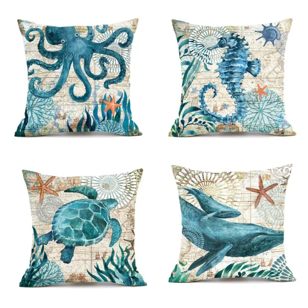 Cushion Covers Sea Turtle Printed Throw Pillow Cases For Home Decor Sofa Chair Seat - Image 9