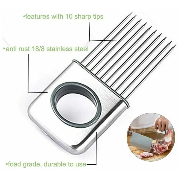 Onion Holder Slicer Vegetable tools Tomato Cutter Stainless Steel Kitchen Gadget - Image 9