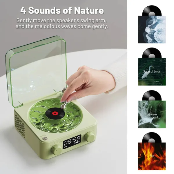 Retro Turntable Speaker Wireless Bluetooth-compatible 5.0 Vinyl Record Player Stereo Sound With White Noise RGB Projection Lamp Effect - Image 3