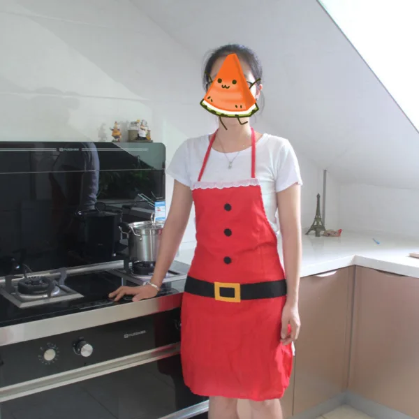 Red Merry Christmas Apron Christmas Apron For Women Girls Cake Kitchen Cook Apron For Mother's New Year Gift Unisex - Image 5