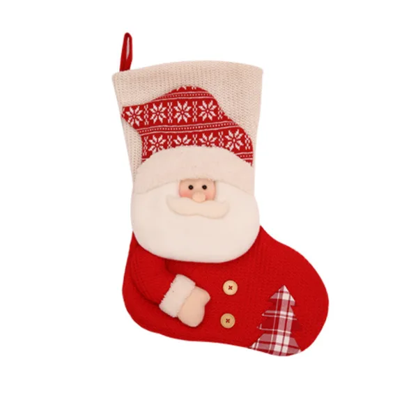 Large Red White Knitted Christmas Stocking Santa Claus Fireplace Decor Socks Xmas Gift Bags Candy Holder Decor For Home - Image 7