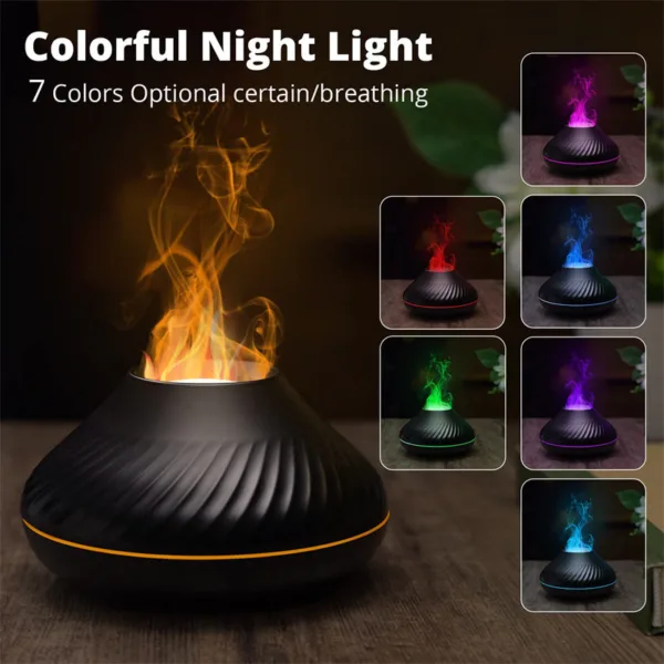 New Volcanic Flame Aroma Diffuser Essential Oil Lamp 130ml USB Portable Air Humidifier With Color Night Light Mist Maker Fogger LED Light - Image 5