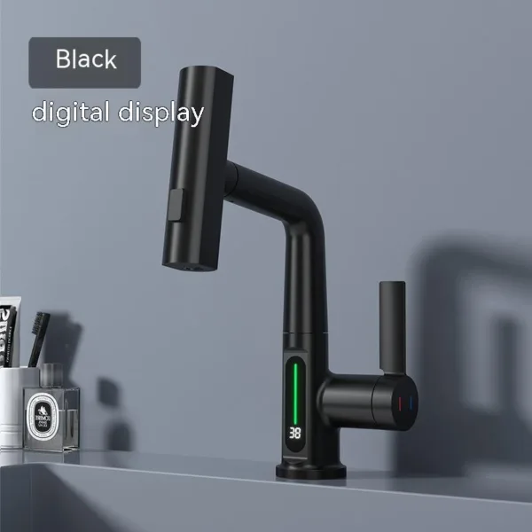 Intelligent Digital Display Faucet Pull-out Basin Faucet Temperature Digital Display Rotation - Image 7