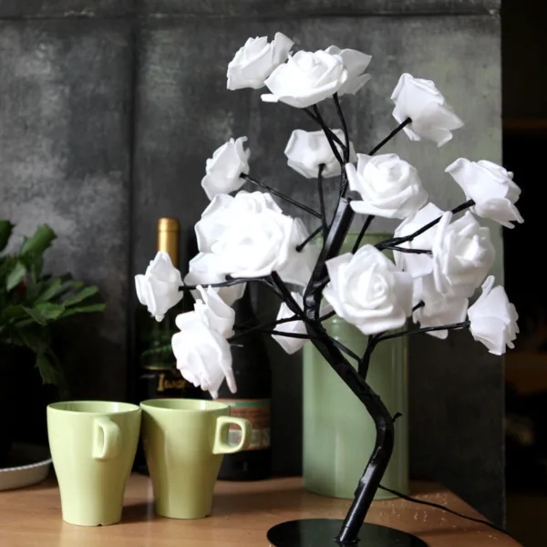 Rose Flower Lamp USB Battery Operated LED Table Lamp Bonsai Tree Night Lights Garland Bedroom Decoration Lights Home Decor - Image 12