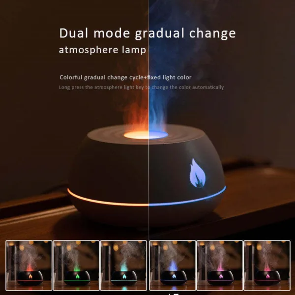 Flame Humidifier Aromatherapy Diffuser 7 Colors Light Home Air Humidifier 130ML USB Room Fragrance Essential Oil Diffuser - Image 2