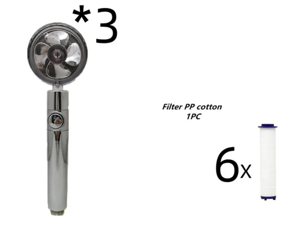 Propeller Driven Shower Head With Stop Button And Cotton Filter Turbocharged High Pressure Handheld Shower Nozzle - Image 67