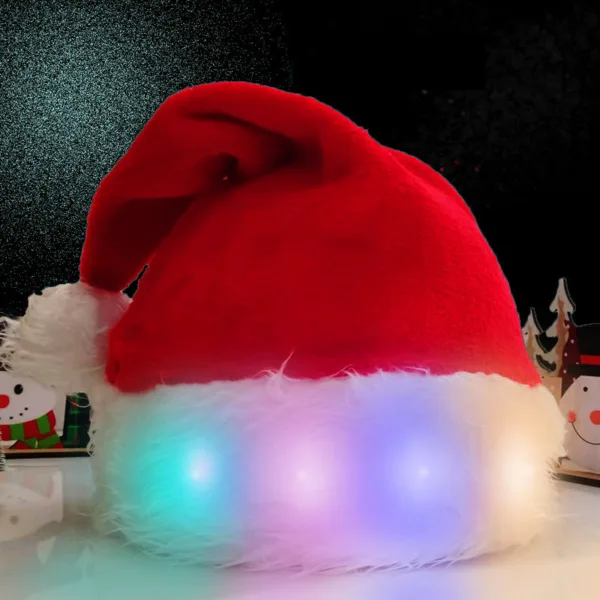 Christmas Hat LED Light Plush Children's Adult Christmas Decorations Christmas Supplies Luminous Santa Hat Home Decoracion - Image 3