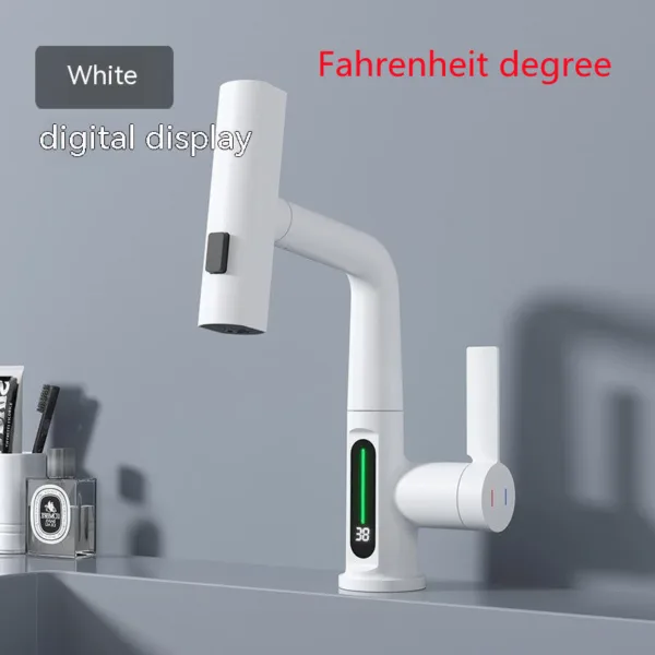 Intelligent Digital Display Faucet Pull-out Basin Faucet Temperature Digital Display Rotation - Image 18