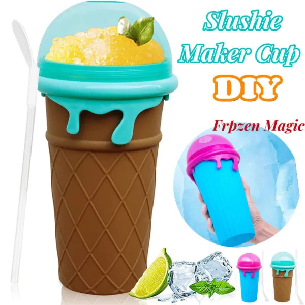 500ml Large Capacity Slushy Cup Summer Squeeze Homemade Juice Water Bottle Quick-Frozen Smoothie Sand Cup Pinch Fast Cooling Magic Ice Cream Slushy Maker Beker Kitchen Gadgets - Image 2