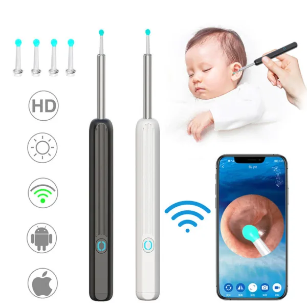 NE3 Ear Cleaner Otoscope Ear Wax Removal Tool With Camera LED Light Wireless Ear Endoscope Ear Cleaning Kit For I-phone - Image 13