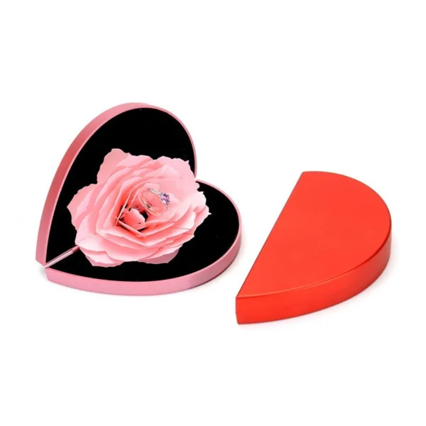 3D Love Box Heart-shaped Rose Flower Rotating Ring Box Valentines Day Gift - Image 3