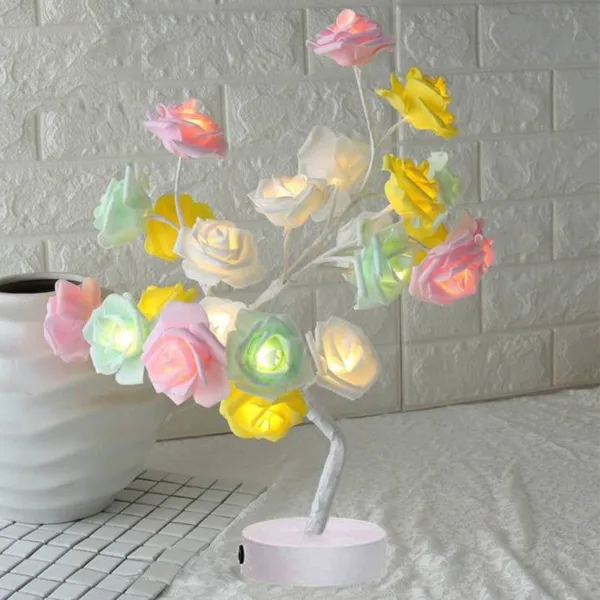 Rose Flower Lamp USB Battery Operated LED Table Lamp Bonsai Tree Night Lights Garland Bedroom Decoration Lights Home Decor - Image 22