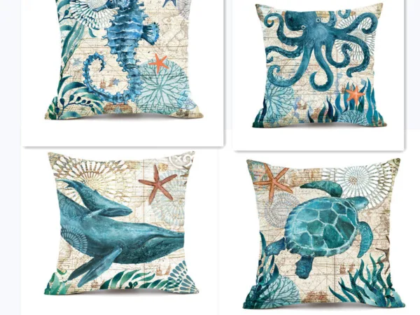 Cushion Covers Sea Turtle Printed Throw Pillow Cases For Home Decor Sofa Chair Seat - Image 17