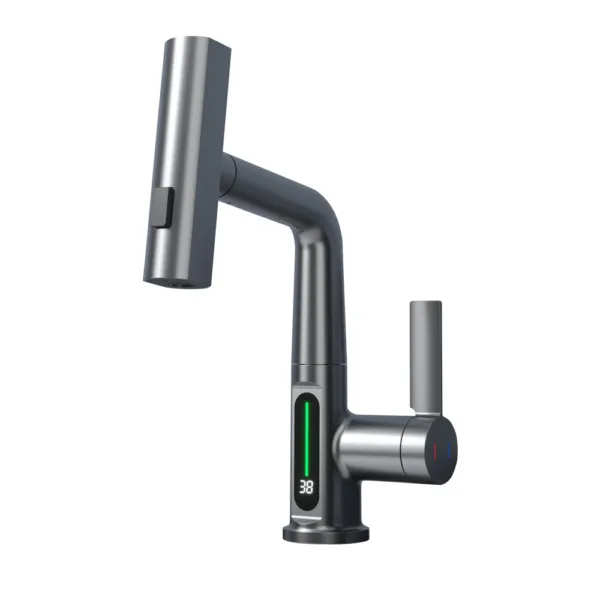 Intelligent Digital Display Faucet Pull-out Basin Faucet Temperature Digital Display Rotation - Image 14