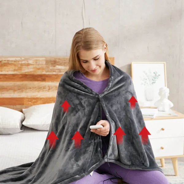 Winter Flannel Heated Blanket Cold Protection Body Warmer Usb Heated Warm Shawl Electric Heated Plush Blanket - Image 6