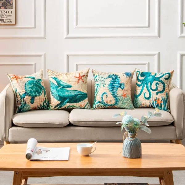 Cushion Covers Sea Turtle Printed Throw Pillow Cases For Home Decor Sofa Chair Seat - Image 5