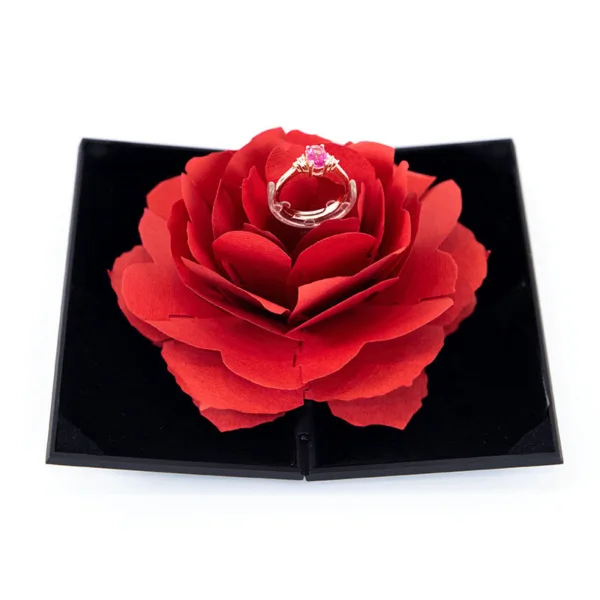 3D Love Box Heart-shaped Rose Flower Rotating Ring Box Valentines Day Gift - Image 6