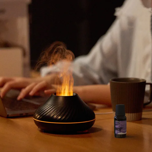 New Volcanic Flame Aroma Diffuser Essential Oil Lamp 130ml USB Portable Air Humidifier With Color Night Light Mist Maker Fogger LED Light - Image 10