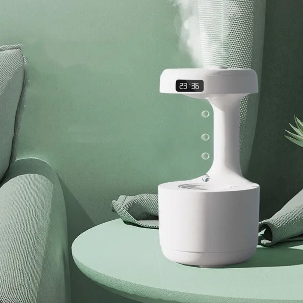 Bedroom Anti-Gravity Humidifier With Clock Water Drop Backflow Aroma Diffuser Large Capacity Office Bedroom Mute Heavy Fog Household Sprayer - Image 6