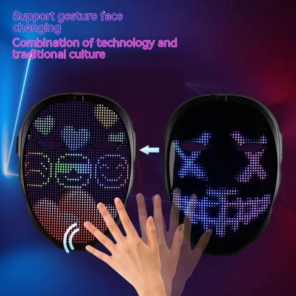 Halloween Face Masks Full Color LED Luminous Mask Face Changing Mask Party Bar Props - Image 5