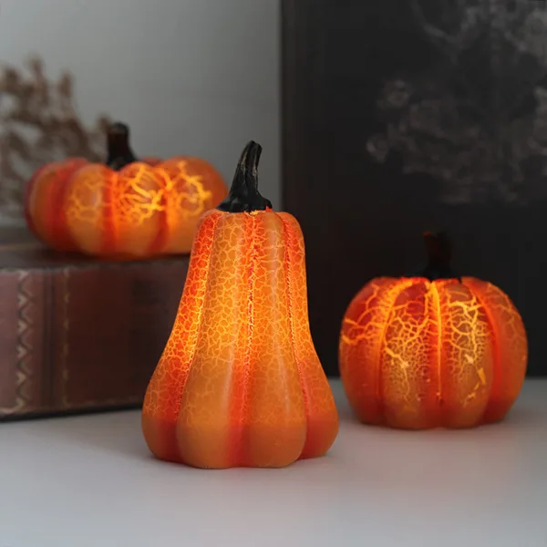 New Halloween Pumpkin Lantern Simulation Pumpkin LED Candle Lamp Resin Luminous Pumpkin - Image 2