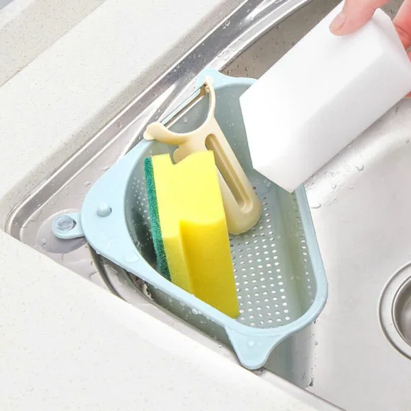 Kitchen Sink Multi-function Triangle Storage Rack Multi-purpose Dishwashing Sponge Drain Rack Storage Rack - Image 5