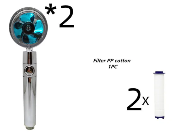 Propeller Driven Shower Head With Stop Button And Cotton Filter Turbocharged High Pressure Handheld Shower Nozzle - Image 60