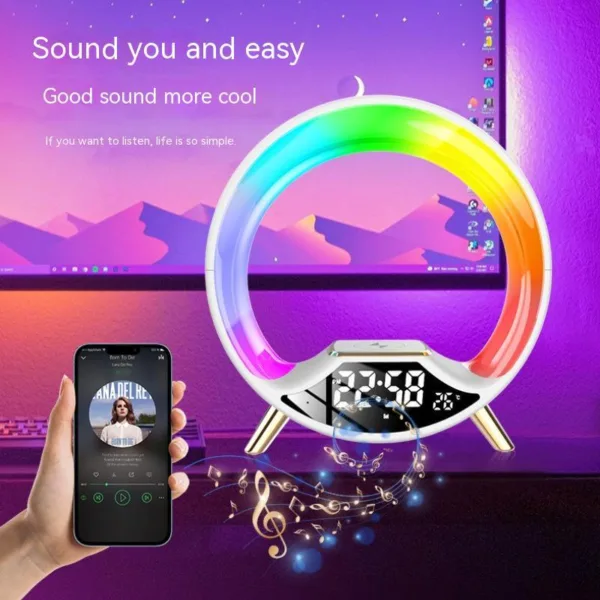 O Light Three In One Wireless Charging Multifunctional Bluetooth Speaker Night Light - Image 5