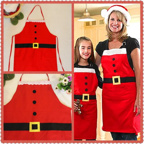 Red Merry Christmas Apron Christmas Apron For Women Girls Cake Kitchen Cook Apron For Mother's New Year Gift Unisex