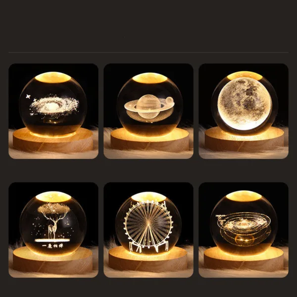 Luminous Starry Sky And Planets Moon Moon Crystal Ball Small Night Lamp Projection Ambience Light Creative Gift New Strange Gift - Image 5