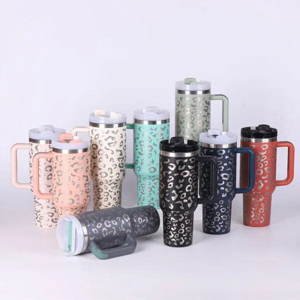 40 Oz Tumbler With Handle Straw Insulated, Stainless Steel Spill Proof Vacuum Coffee Cup Tumbler With Lid Tapered Mug Gifts For Valentine Lover Suitable For Car Gym Office Travel - Image 9