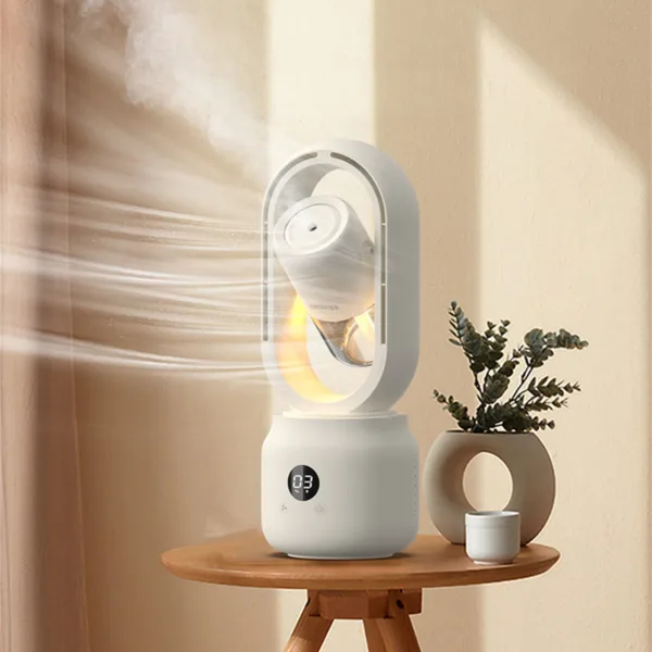 Summer Water Cooled Spray Mist Electric Fan USB Rechargeable Portable Wireless Air Humidifier Bladeless Ventilator Table Fan - Image 7