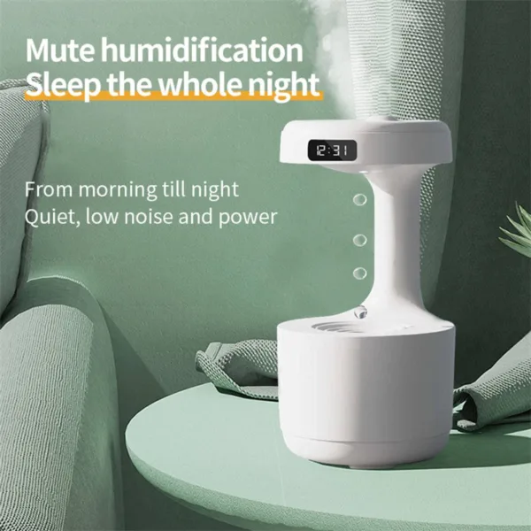 Bedroom Anti-Gravity Humidifier With Clock Water Drop Backflow Aroma Diffuser Large Capacity Office Bedroom Mute Heavy Fog Household Sprayer - Image 3