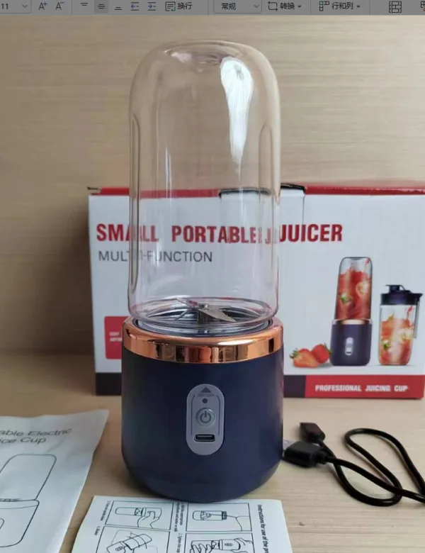 6blade Portable Blender Mini Juicer Cup Extractor Smoothie USB Charging Fruit Squeezer Blender Food Mixer Ice Crusher Portable Juicer Machine - Image 12