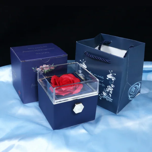 Rotating Soap Flower Rose Gift Box Creative Rotating Rose Jewelry Packaging Box Valentine's Day Gift For Women - Image 11