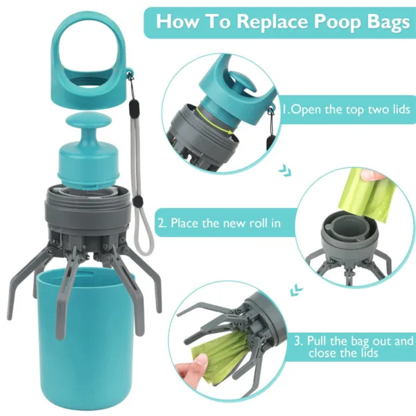 Portable Lightweight Dog Pooper Scooper With Built-in Poop Bag Dispenser Eight-claw Shovel For Pet Toilet Picker Pet Products - Image 3