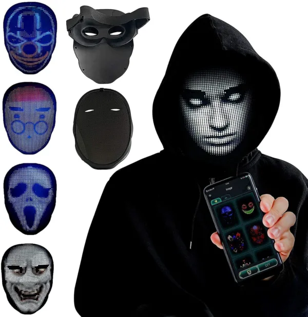 Halloween Face Masks Full Color LED Luminous Mask Face Changing Mask Party Bar Props - Image 2